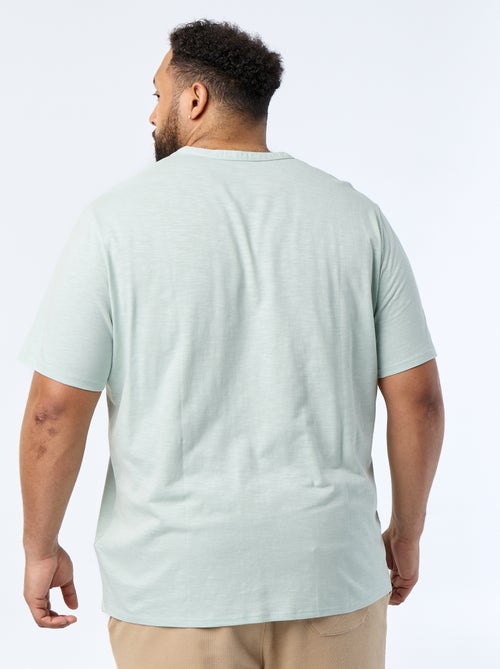 T-shirt en jersey col tunisien et manches courtes - Kiabi
