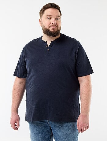 T-shirt en jersey col tunisien et manches courtes