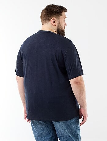 T-shirt en jersey col tunisien et manches courtes