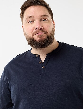 T-shirt en jersey col tunisien et manches courtes