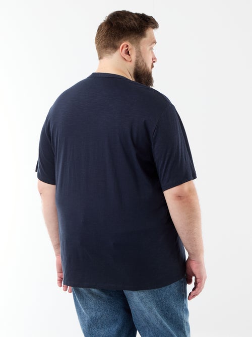 T-shirt en jersey col tunisien et manches courtes - Kiabi