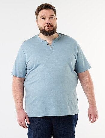 T-shirt en jersey col tunisien et manches courtes