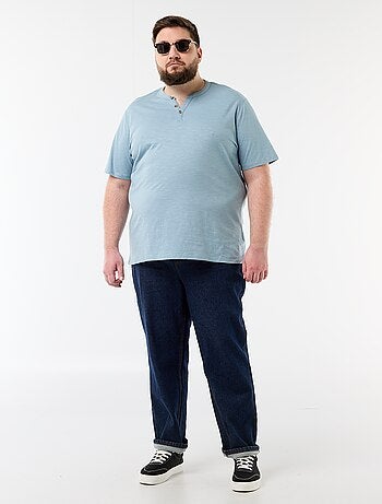 T-shirt en jersey col tunisien et manches courtes