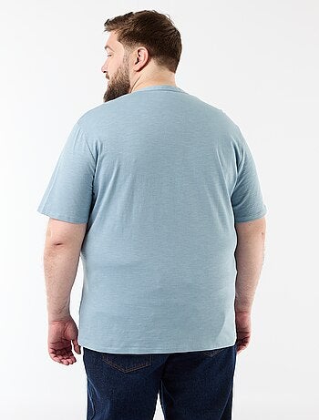 T-shirt en jersey col tunisien et manches courtes