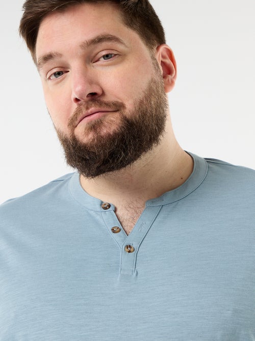 T-shirt en jersey col tunisien et manches courtes - Kiabi