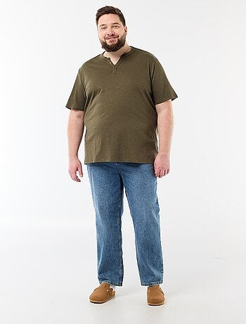 T-shirt en jersey col tunisien et manches courtes