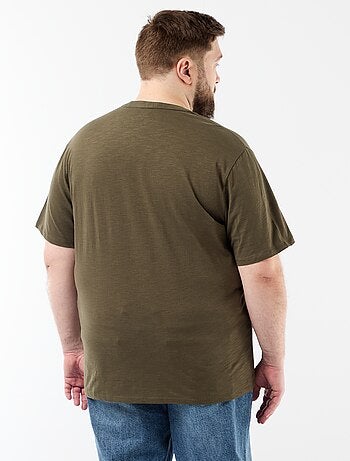 T-shirt en jersey col tunisien et manches courtes