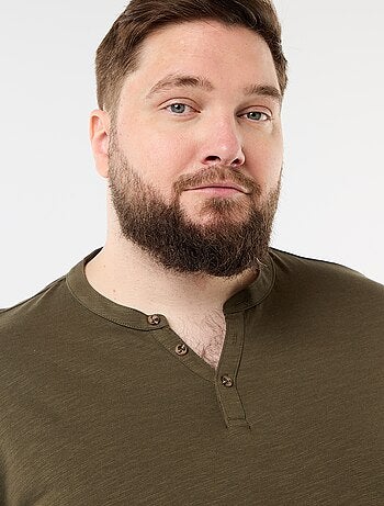 T-shirt en jersey col tunisien et manches courtes