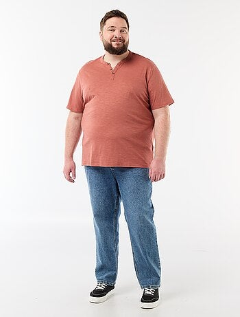 T-shirt en jersey col tunisien et manches courtes