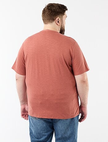 T-shirt en jersey col tunisien et manches courtes