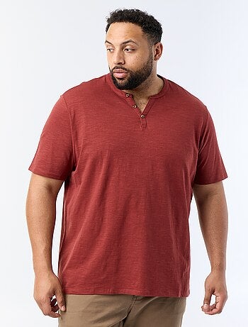 T-shirt en jersey col tunisien et manches courtes