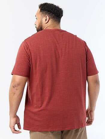 T-shirt en jersey col tunisien et manches courtes
