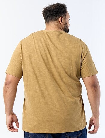 T-shirt en jersey col tunisien et manches courtes
