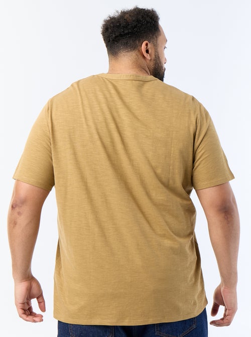 T-shirt en jersey col tunisien et manches courtes - Kiabi