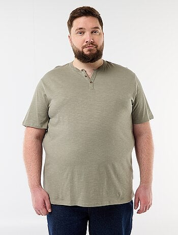 T-shirt en jersey col tunisien et manches courtes