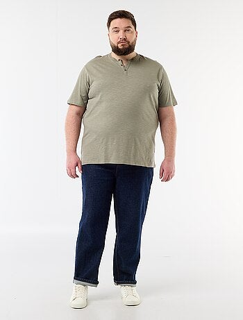 T-shirt en jersey col tunisien et manches courtes