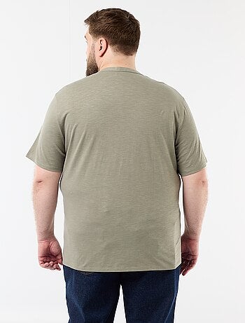 T-shirt en jersey col tunisien et manches courtes