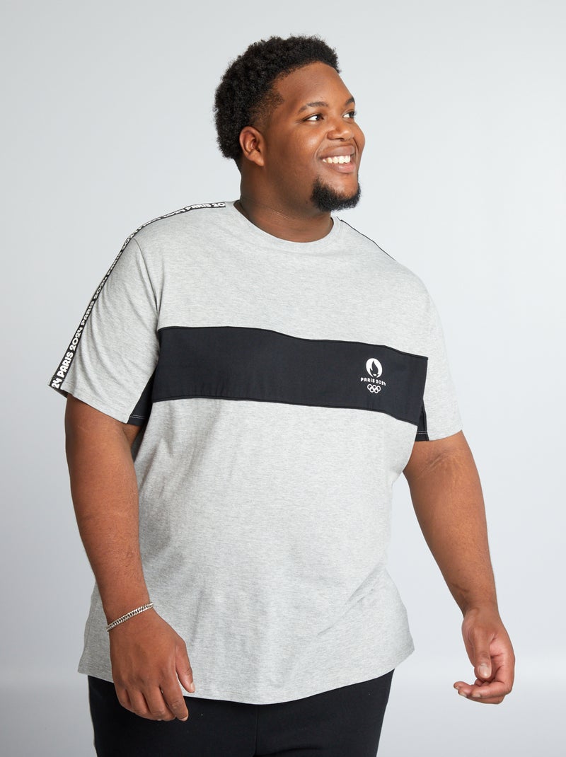 T-shirt en jersey color-block - Paris 2024 Gris/noir - Kiabi