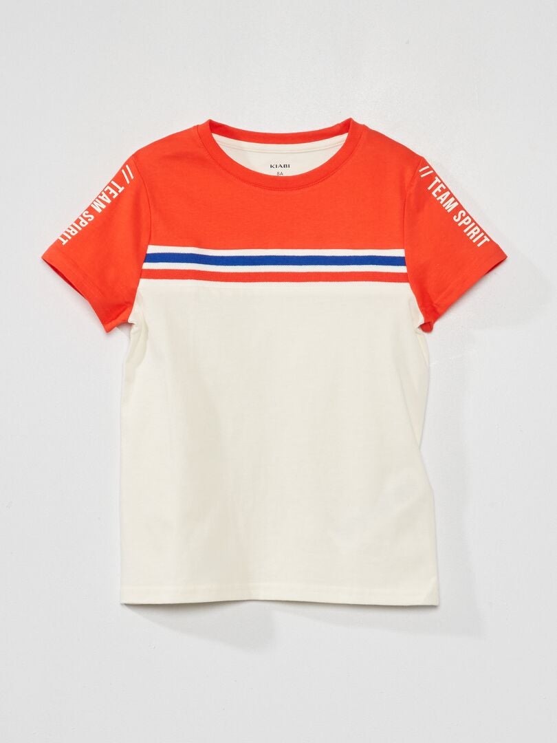 T-shirt en jersey color-block Blanc/rouge - Kiabi