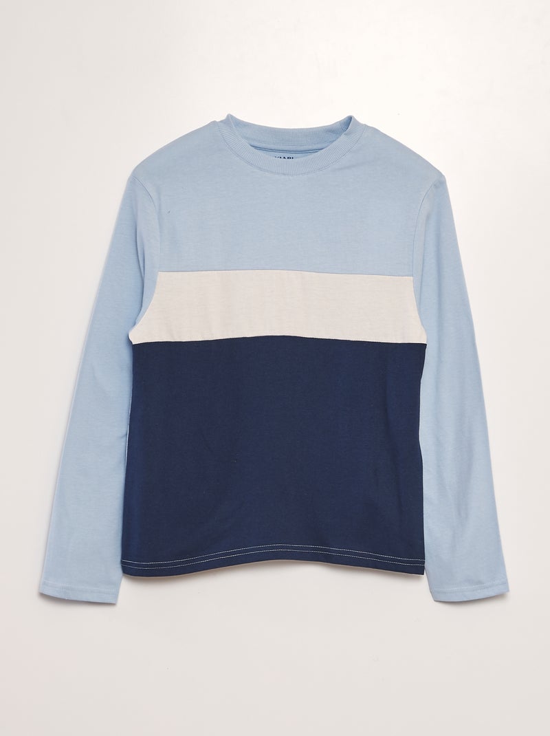 T-shirt en jersey color block Bleu/blanc/Bleu marine - Kiabi