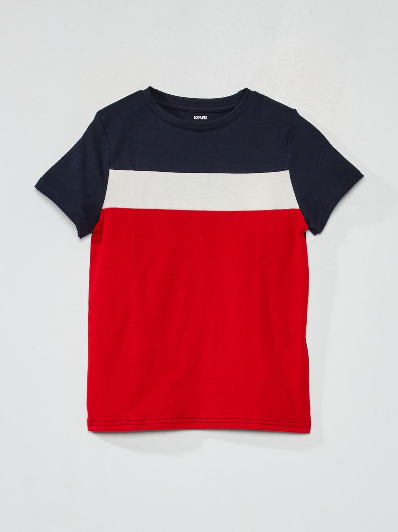 T-shirt en jersey color-block Rouge - Kiabi