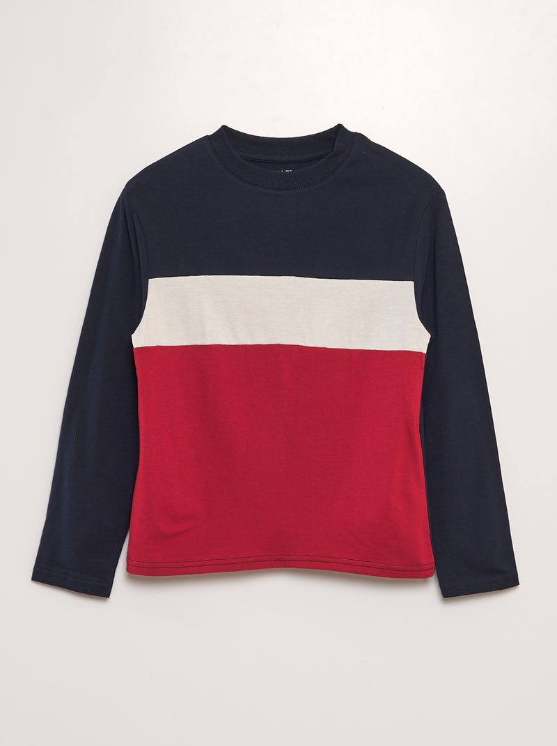 T-shirt en jersey color block Rouge/blanc/bleu marine - Kiabi