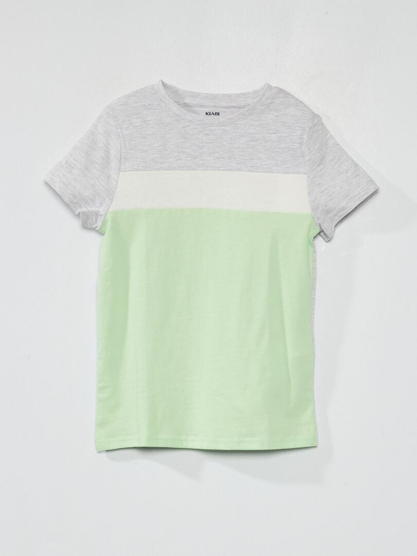 T-shirt en jersey color-block Vert - Kiabi