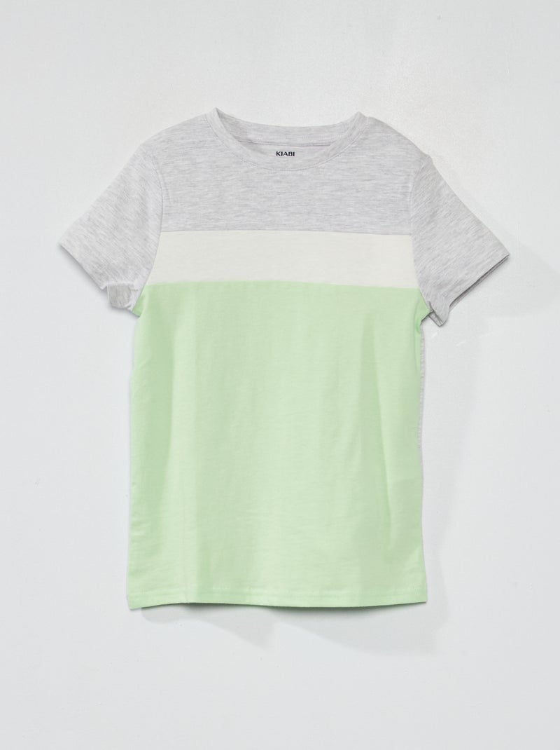 T-shirt en jersey color-block Vert - Kiabi