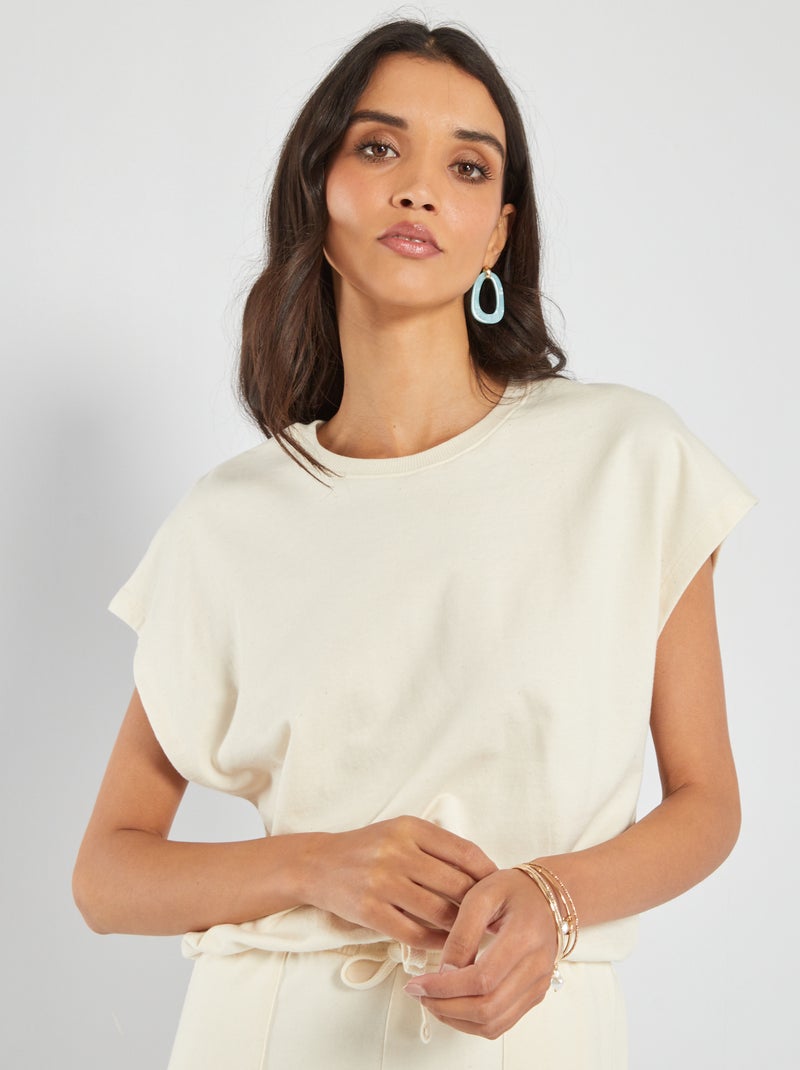 T-shirt en jersey cropped Beige - Kiabi