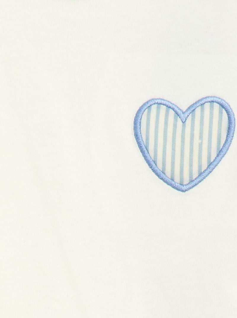 T-shirt en jersey de coton à patch cœur Blanc - Kiabi