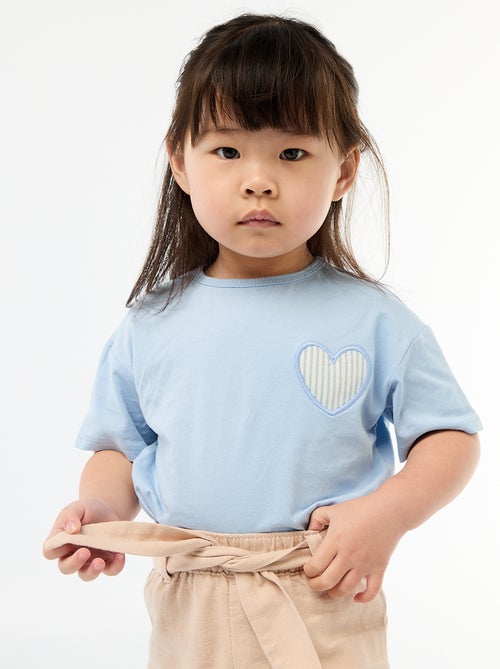 T-shirt en jersey de coton à patch cœur - Kiabi