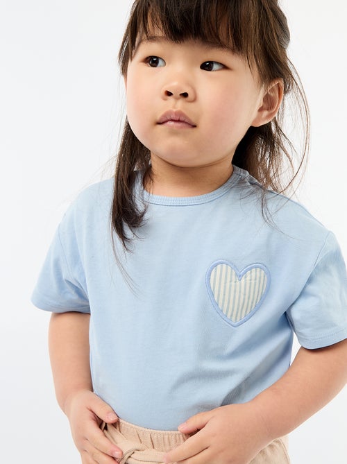 T-shirt en jersey de coton à patch cœur - Kiabi