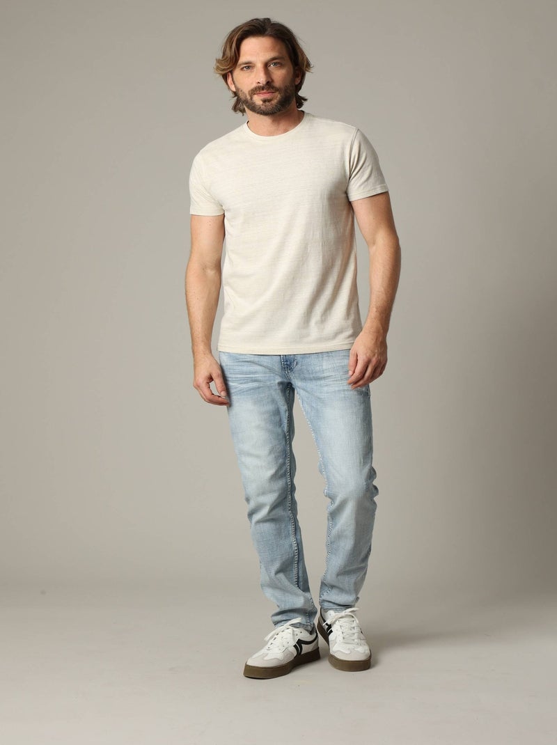 T-shirt en jersey de coton avec application printée zébrée 'Deeluxe' Ecru - Kiabi