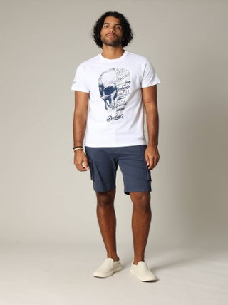 T-shirt en jersey de coton avec print et manches courtes 'Deeluxe'