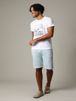 T-shirt en jersey de coton avec print et manches courtes 'Deeluxe'