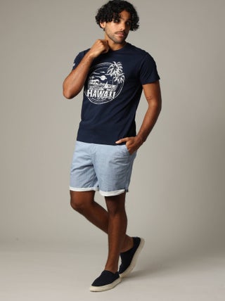 T-shirt en jersey de coton avec print et manches courtes 'Deeluxe'