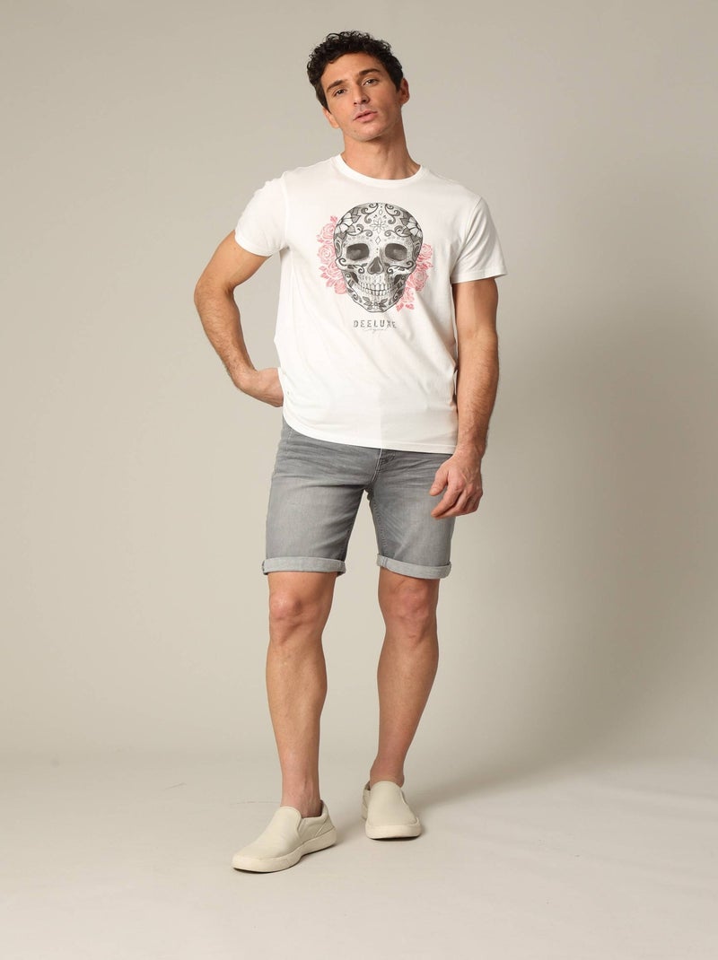 T-shirt en jersey de coton avec print et manches courtes 'Deeluxe' Ecru - Kiabi
