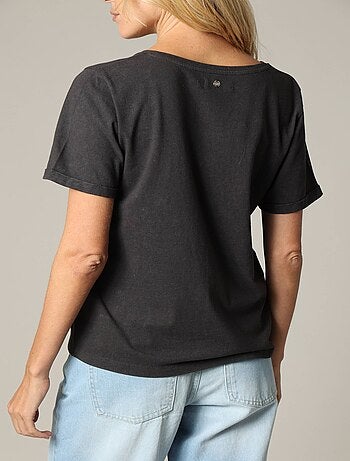 T-shirt en jersey de coton avec print + glitter 'Deeluxe'