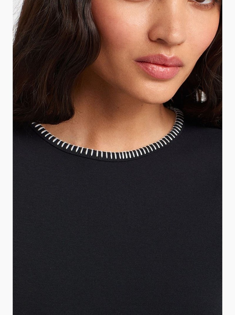 T-shirt en jersey de coton, coupe ajustée dilvin Noir - Kiabi