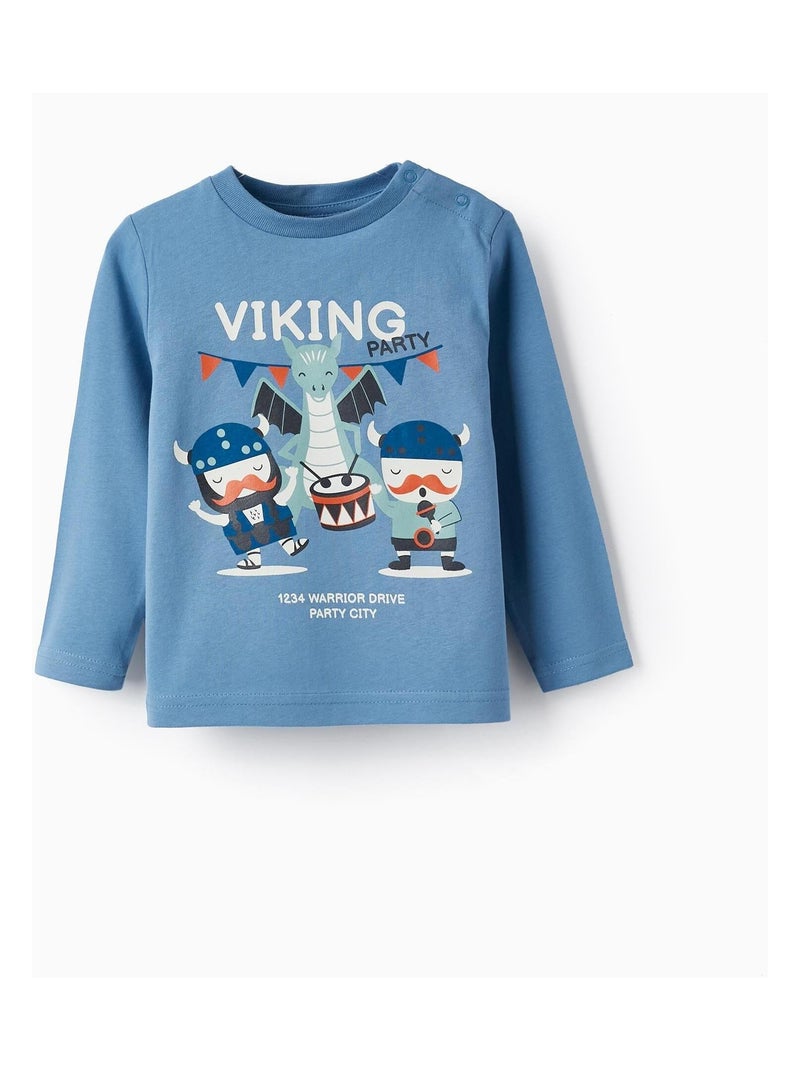 T-shirt en jersey de coton pour bébé garçon 'Viking Party' manches longues  NORTHERN CALLING Bleu - Kiabi