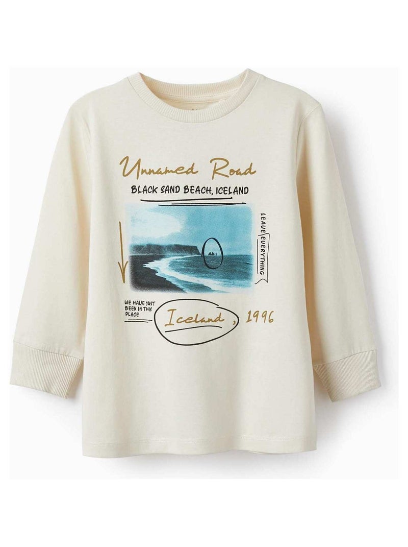 T-shirt en jersey de coton pour garçon 'Iceland' manches longues  NORTHERN CALLING Beige clair - Kiabi
