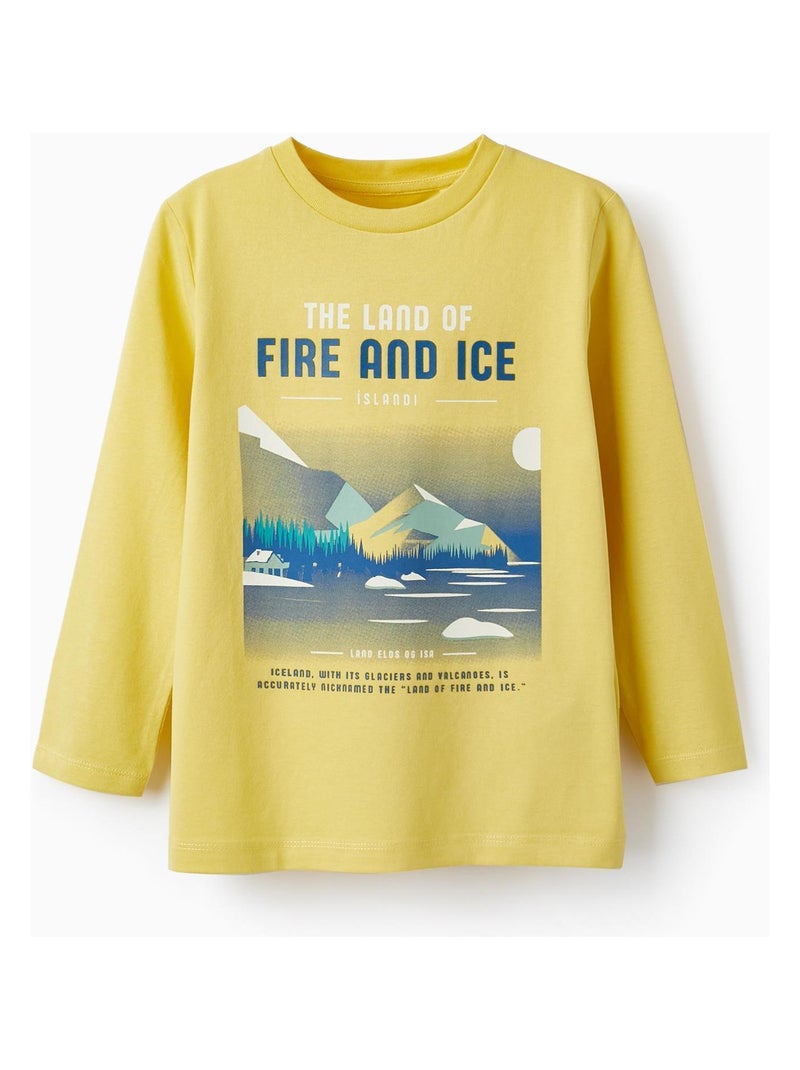T-Shirt en jersey de coton pour garçon 'Iceland' manches longues  NORTHERN CALLING Jaune - Kiabi