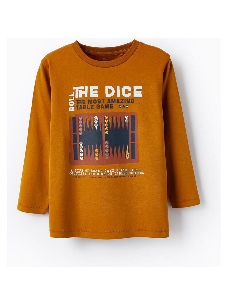 T-shirt en jersey de coton pour garçon 'Roll The Dice' manches longues  ACE CLUBS Jaune foncé - Kiabi