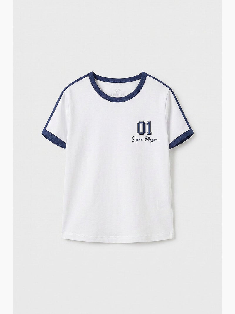 T-shirt en jersey de coton tommy Blanc - Kiabi