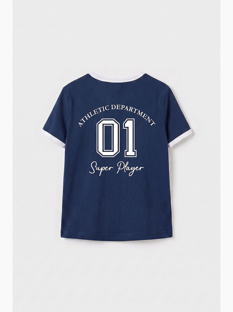 T-shirt en jersey de coton tommy Bleu marine - Kiabi