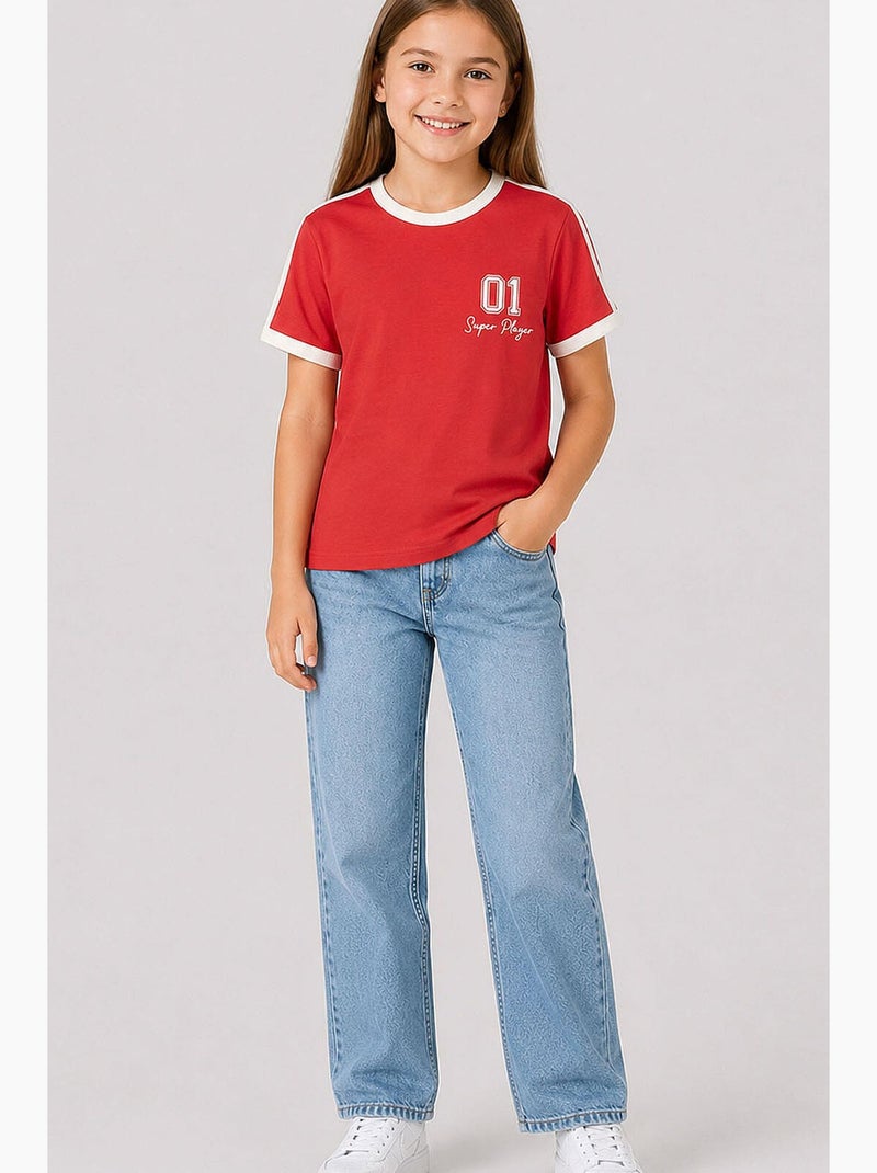T-shirt en jersey de coton tommy Rouge - Kiabi