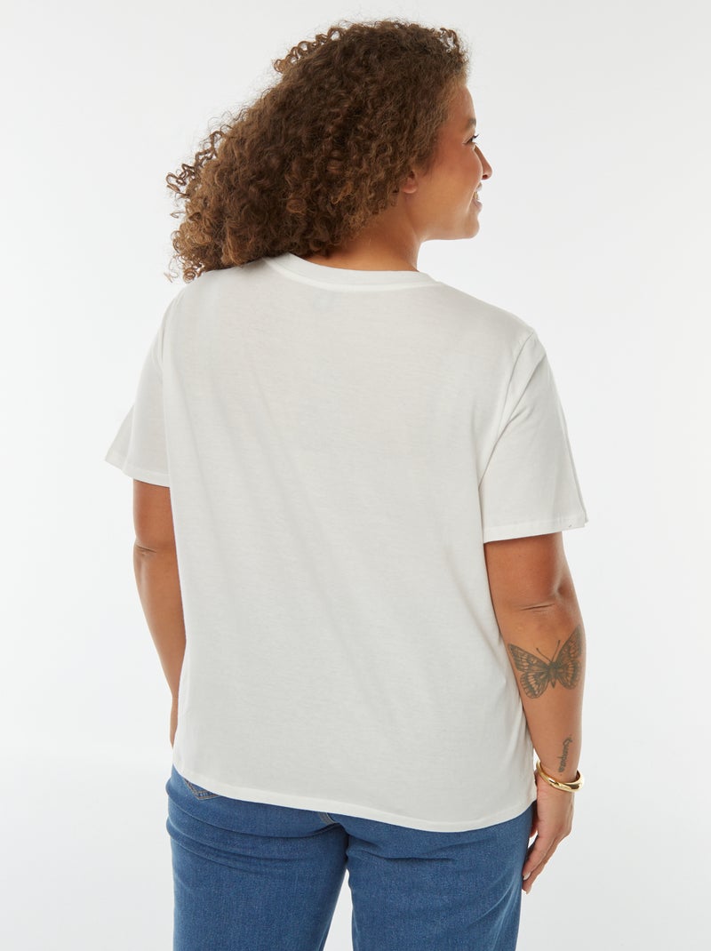 T-shirt en jersey effet broderie à la base Blanc - Kiabi