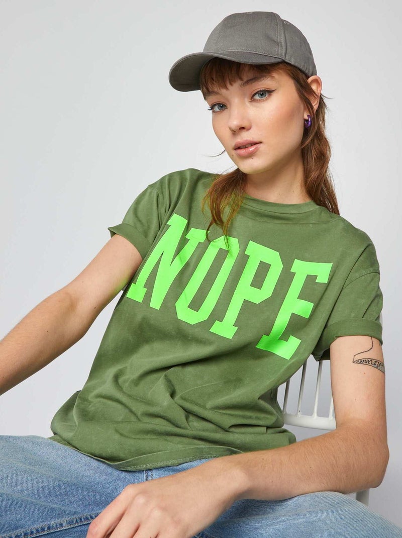T-shirt en jersey effet délavé Vert - Kiabi