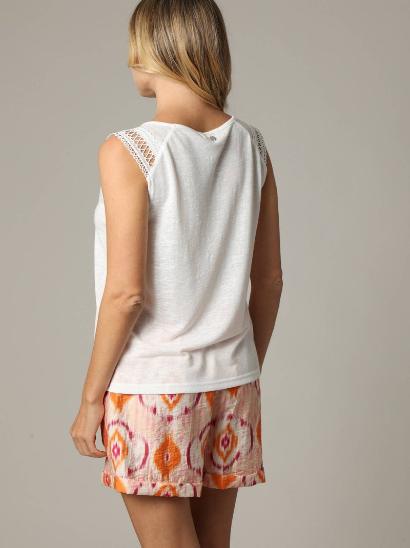 T-shirt en jersey effet lin 'Deeluxe' Blanc - Kiabi