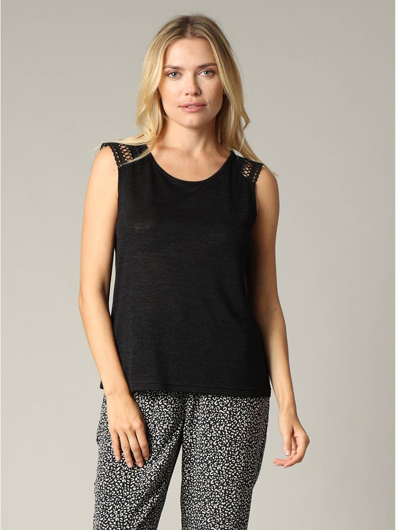T-shirt en jersey effet lin 'Deeluxe' Noir - Kiabi